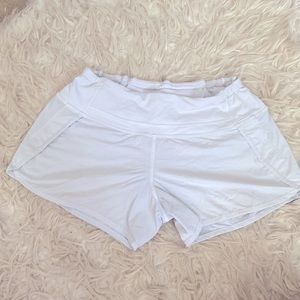 Lululemon White Speed Up Shorts
